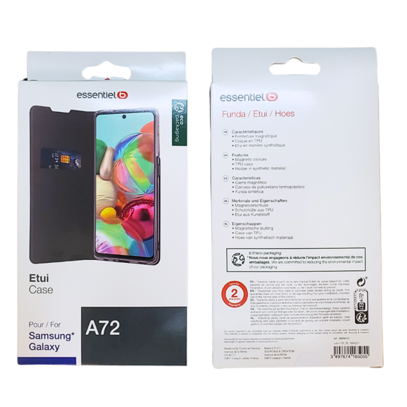 Etui ESSENTIELB pour Samsung Galaxy A72 Noir — Accessoire · Smarty Paris 18e